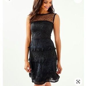 Lilly Pulitzer size 4 black lace Kasee dress